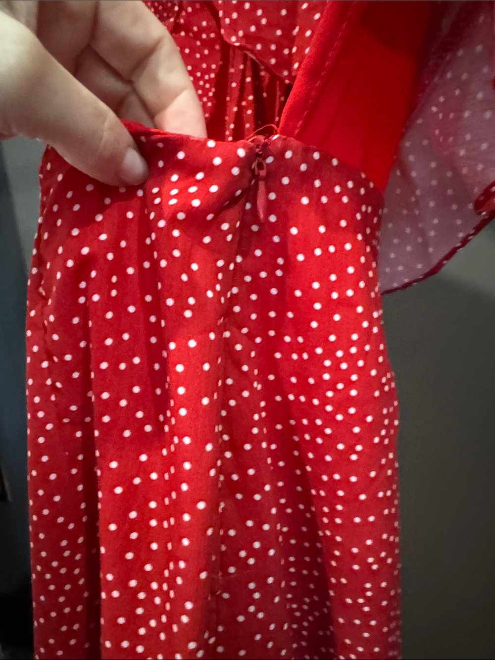 Red Polka Dot Tie-Front Dress - Picture 5 of 5
